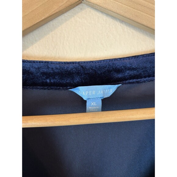 Draper James XL Velvet Dress Navy Blue Holiday Cocktail Party Long Sleeve Womens - Picture 2 of 4